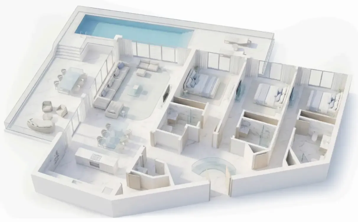 Ice Beach 3 bed floor plan, 5,183 sqft