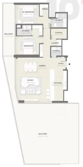 Tonino Lamborghini Residences 2 bed floor plan, 2,909 sqft