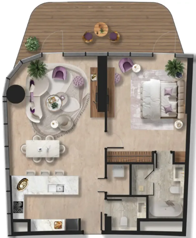 Taj Wellington Mews 1 bed floor plan, 1,299 sqft