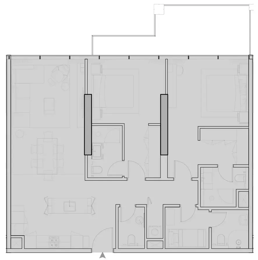 Wynwood Horizon 2 bed floor plan, 1,392 – 1,412 sqft