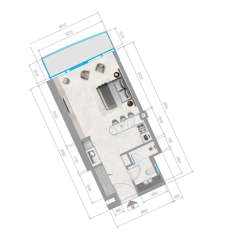 Orchid Towers Phase 1 Studio floor plan, 418 – 578 sqft