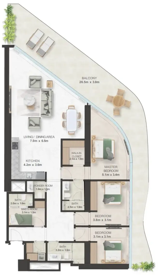Oystra 3 bed floor plan, 2,554 sqft