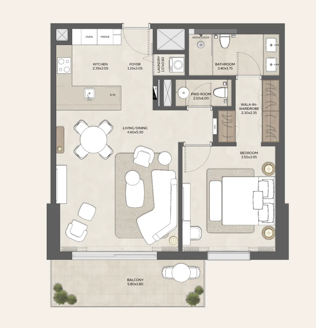 Expo Valley Views - Roudah 1 bed floor plan, 890 sqft