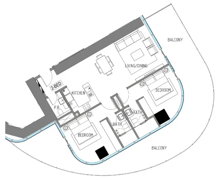 Damac Casa 2 bed floor plan, 1,857 sqft