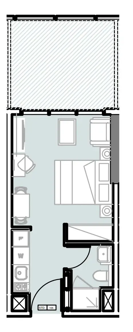Verdana III Studio floor plan, 397 sqft