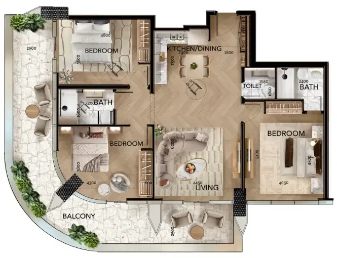 Radiant Bridges 3 bed floor plan, 1,708 sqft