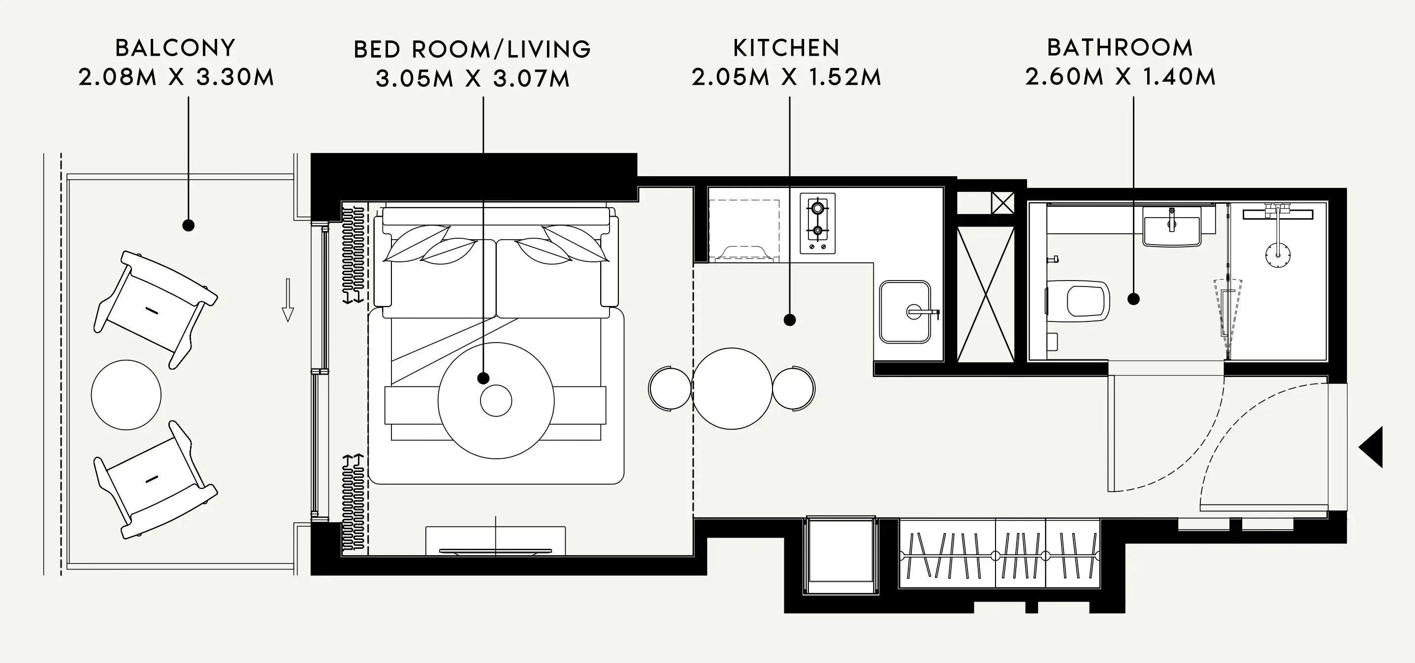 Azizi Venice Studio floor plan, 386 sqft