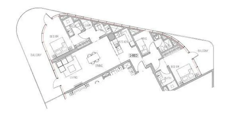 Canal Heights 2 bed floor plan, 1,796 sqft