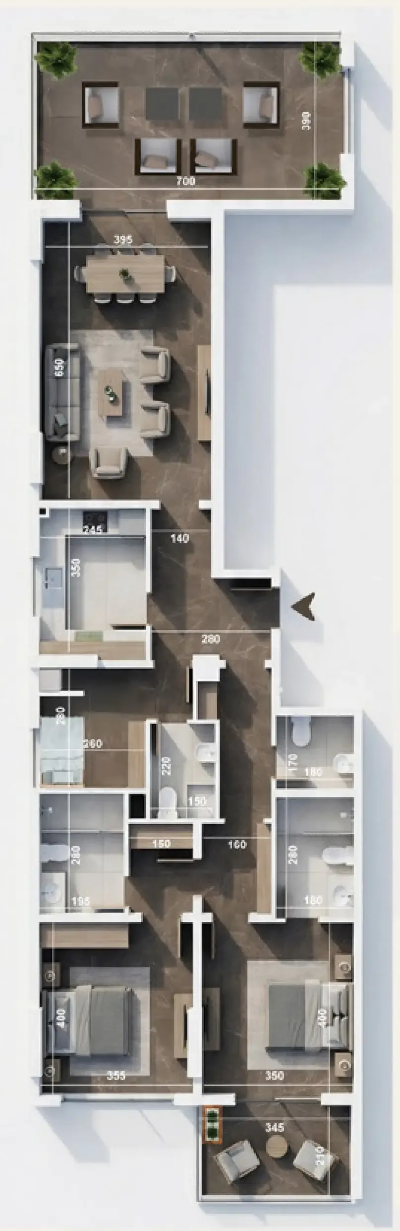 ICONA Residence 2 bed floor plan, 1,358 sqft