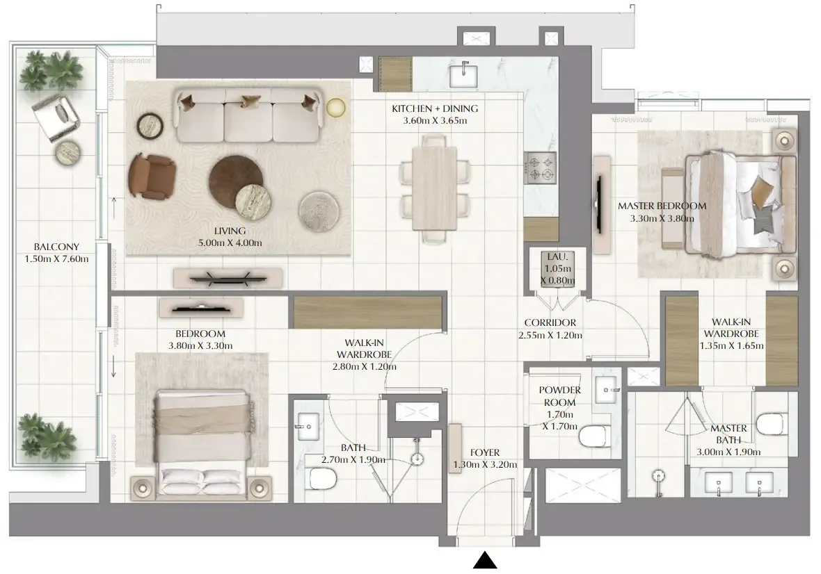 Valia 2 bed floor plan, 1,257 sqft