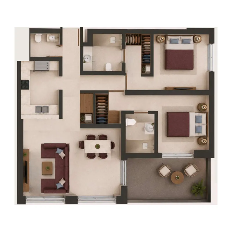 Valore 2 bed floor plan, 1,153 sqft