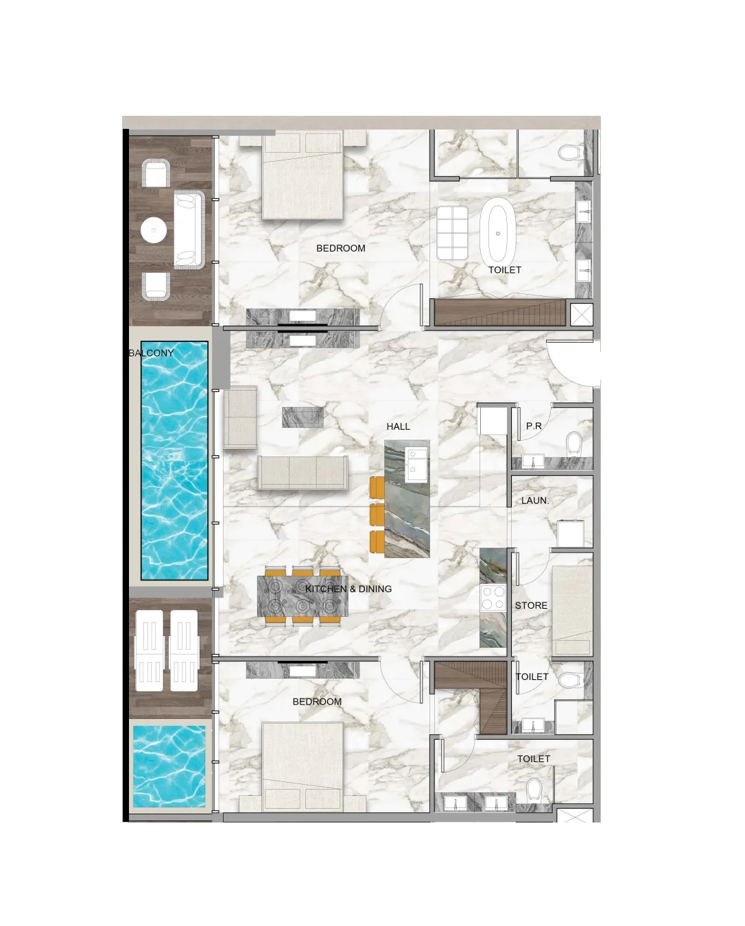 Sky Vista 2 bed floor plan, 1,710 sqft