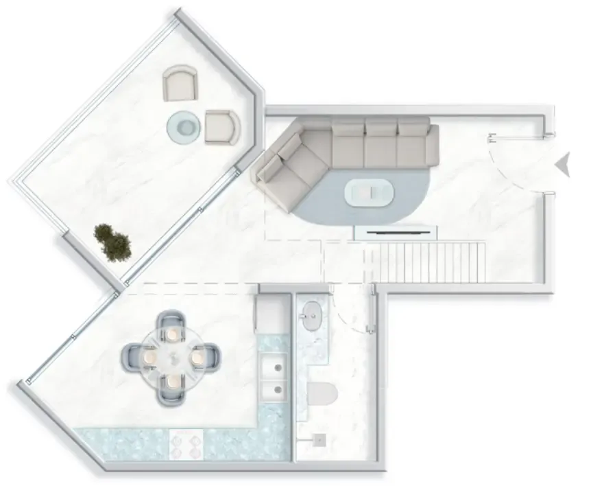 Ice Beach 1 bed floor plan, 795 sqft