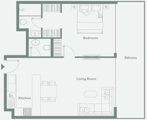 Luma Park Views 1 bed floor plan, 838 – 878 sqft