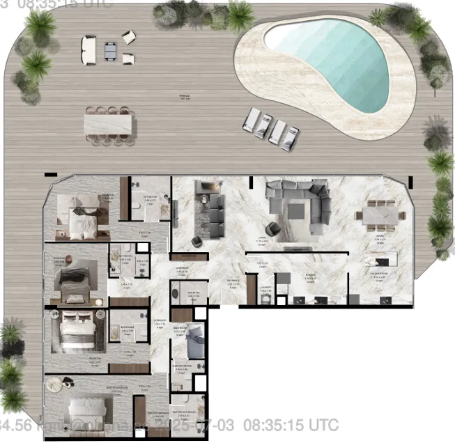 Jacob and Co Beachfront Living 4 bed floor plan, 6,620 sqft