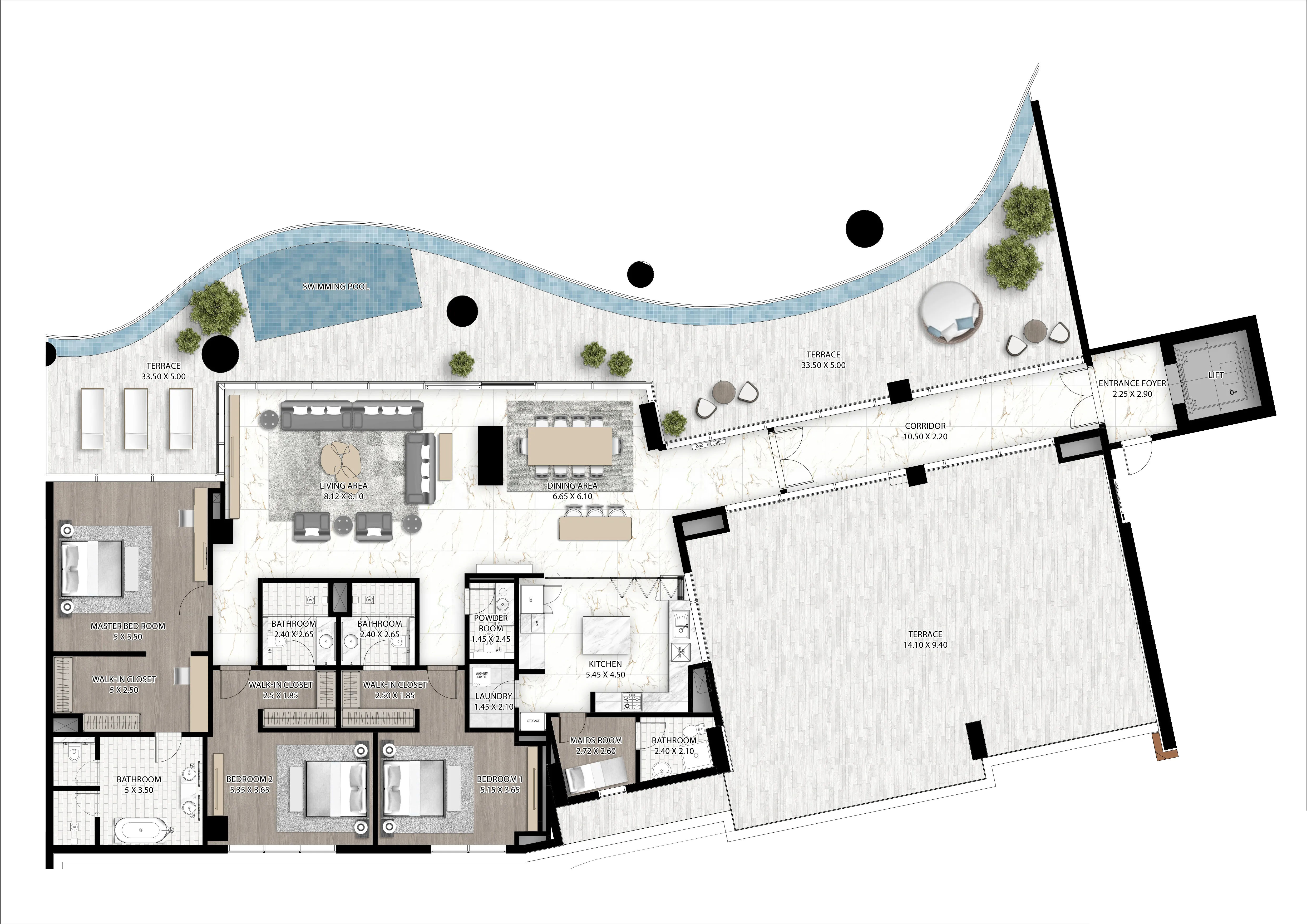 Cavalli Couture 3 bed floor plan, 6,679 sqft