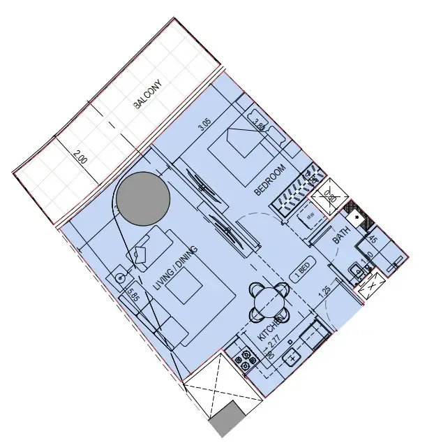 Binghatti Sky Terraces 1 bed floor plan, 742 sqft