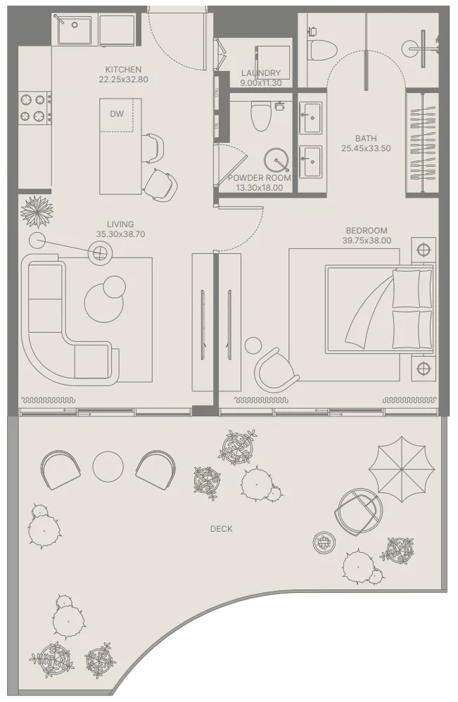 Bond Enclave 1 bed floor plan, 928 sqft