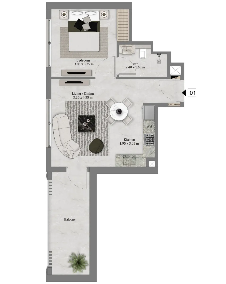 Etérea by Zoya 1 bed floor plan, 560 sqft