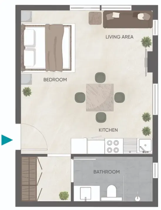 Eden Golf Views 1 Studio floor plan, 424 sqft