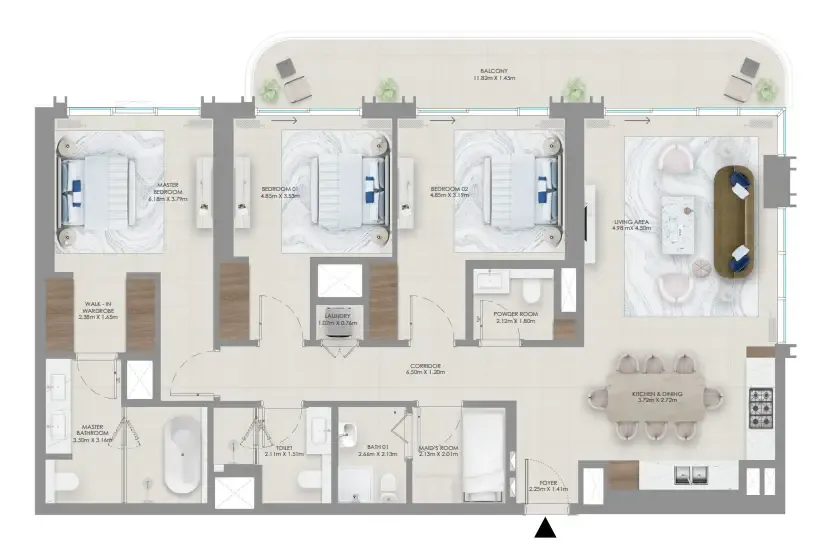 Baystar by Vida 3 bed floor plan, 1,704 sqft