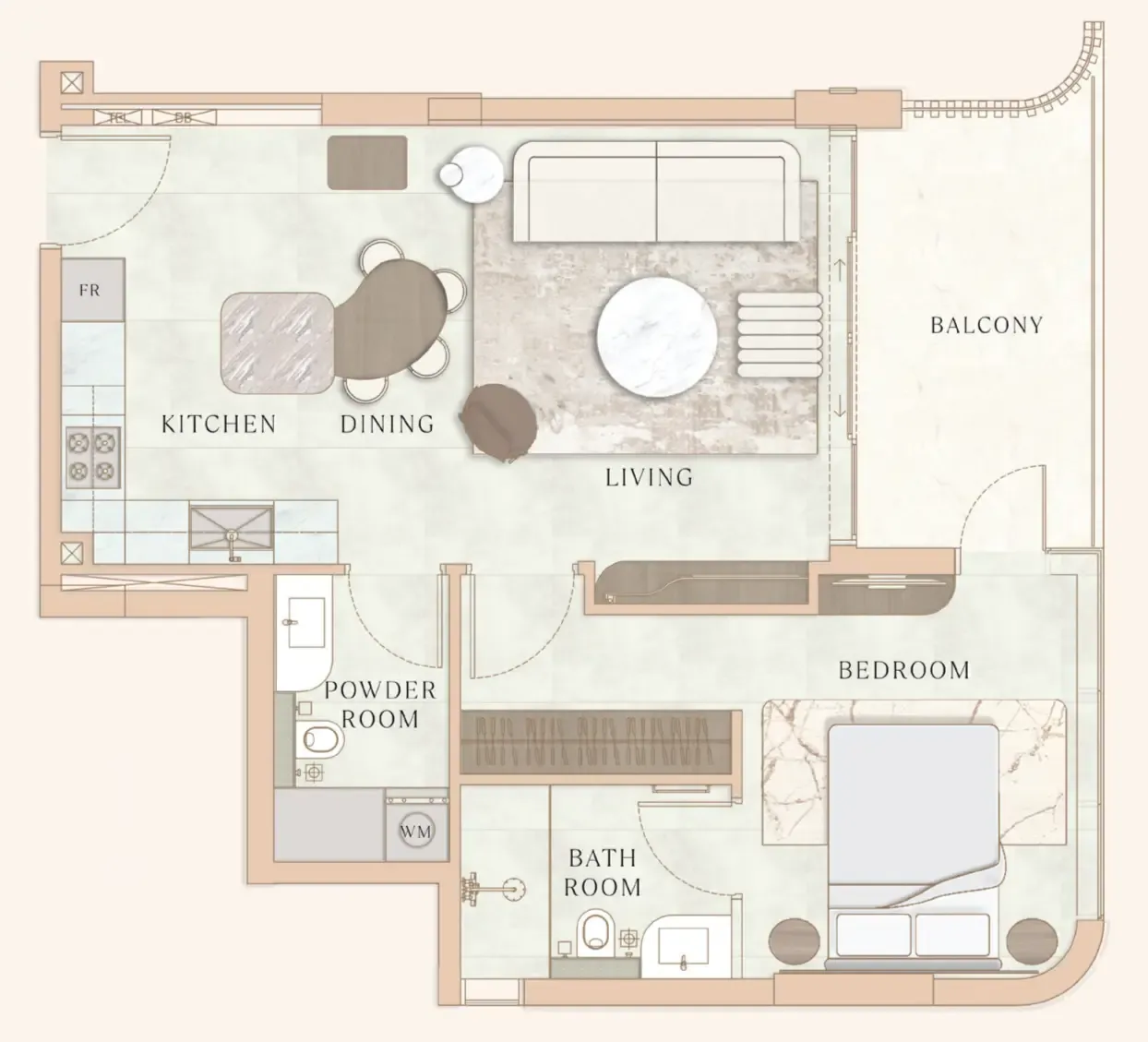 La Vue by MAAIA 1 bed floor plan, 769 sqft