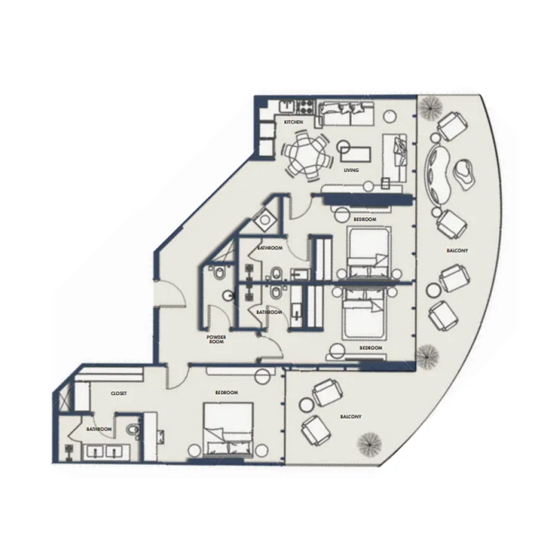 Amra Residences 3 bed floor plan, 1,656 sqft