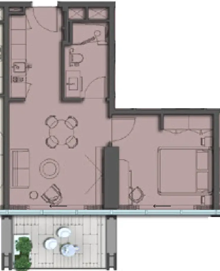 The Symphony by Imtiaz 1 bed floor plan, 655 – 732 sqft