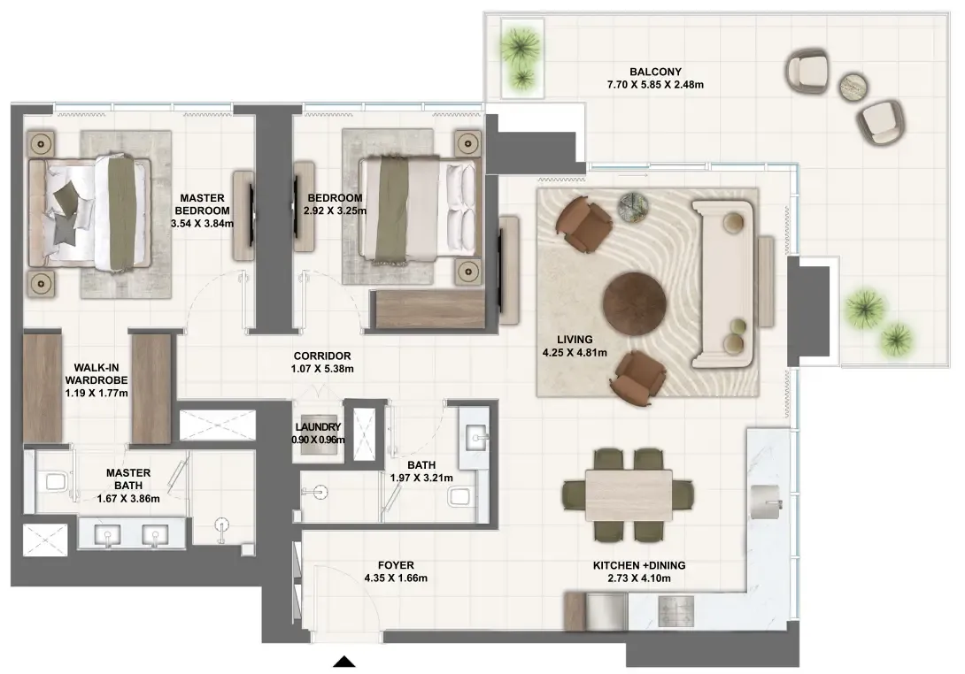 Silva Dubai Creek Harbour 2 bed floor plan, 1,403 sqft