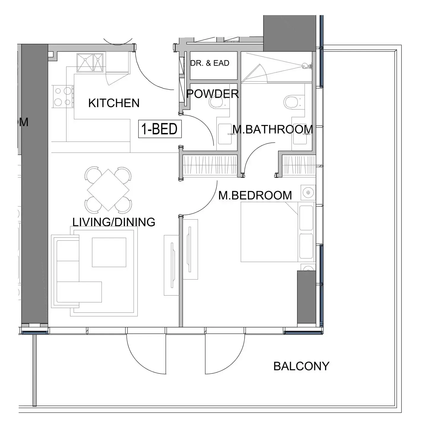 Damac Safa Gate 1 bed floor plan, 983 sqft