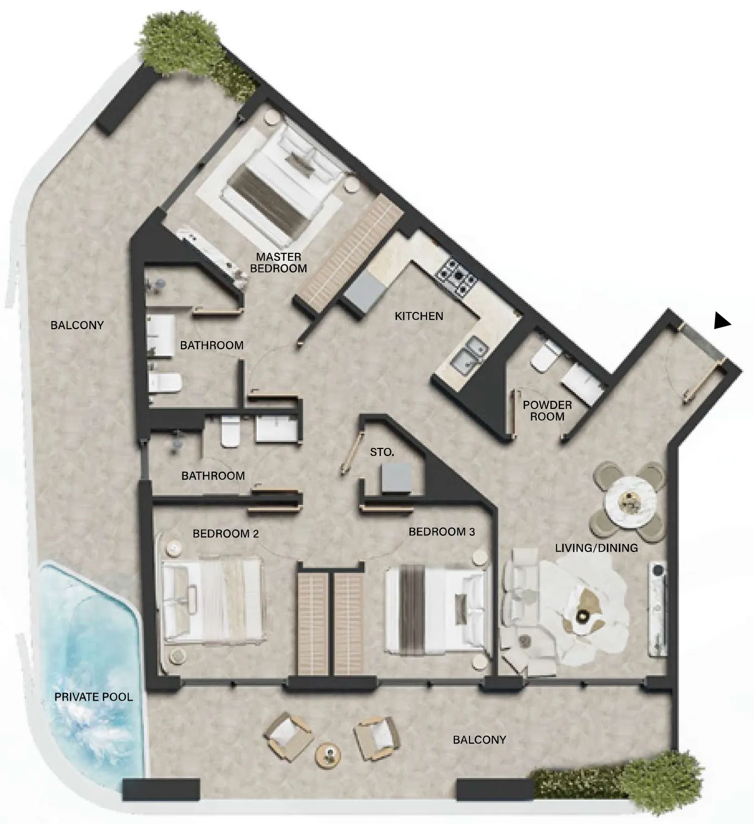 Weybridge Gardens 5 3 bed floor plan, 1,556 sqft