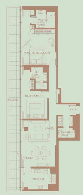 Eden House The Park 2 bed floor plan, 1,918 sqft
