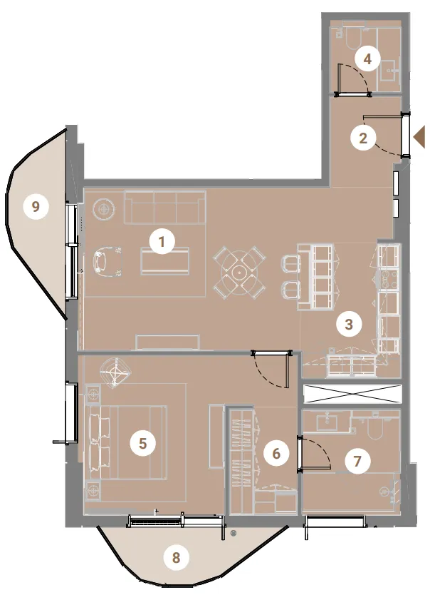 Takaya 1 bed floor plan, 1,007 sqft