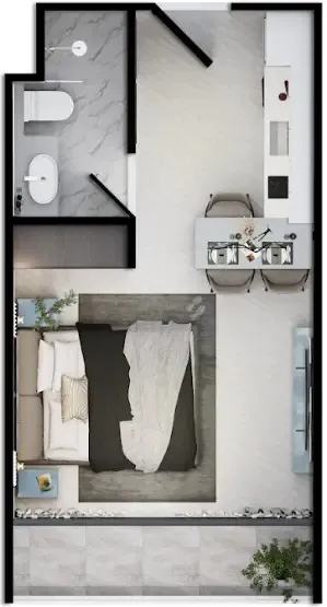 Sun Hills Layan Studio floor plan, 291 – 323 sqft