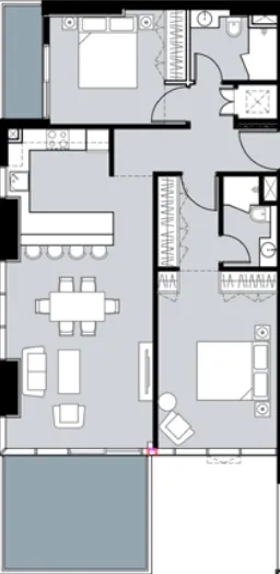 Damac Hills - Golf Gate 2 2 bed floor plan, 1,132 sqft
