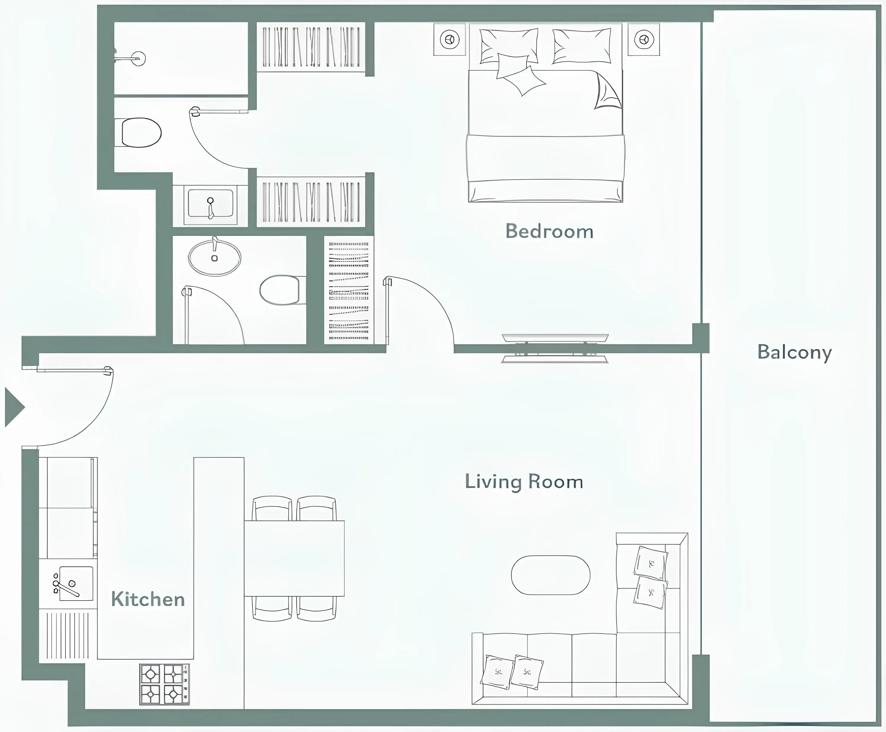 Luma Park Views 1 bed floor plan, 849 – 880 sqft