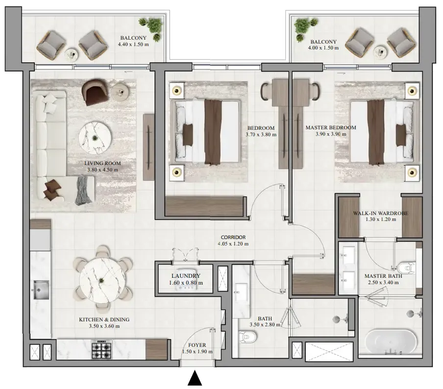 Vista Ridge 2 bed floor plan, 1,286 sqft