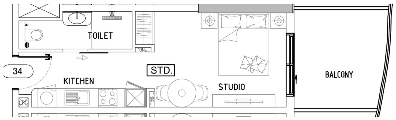Damac Lagoons Views Phase 3 Studio floor plan, 402 – 406 sqft