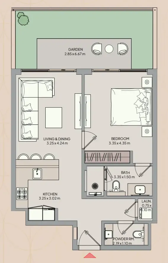 Mayfair Nexus 1 bed floor plan, 822 sqft