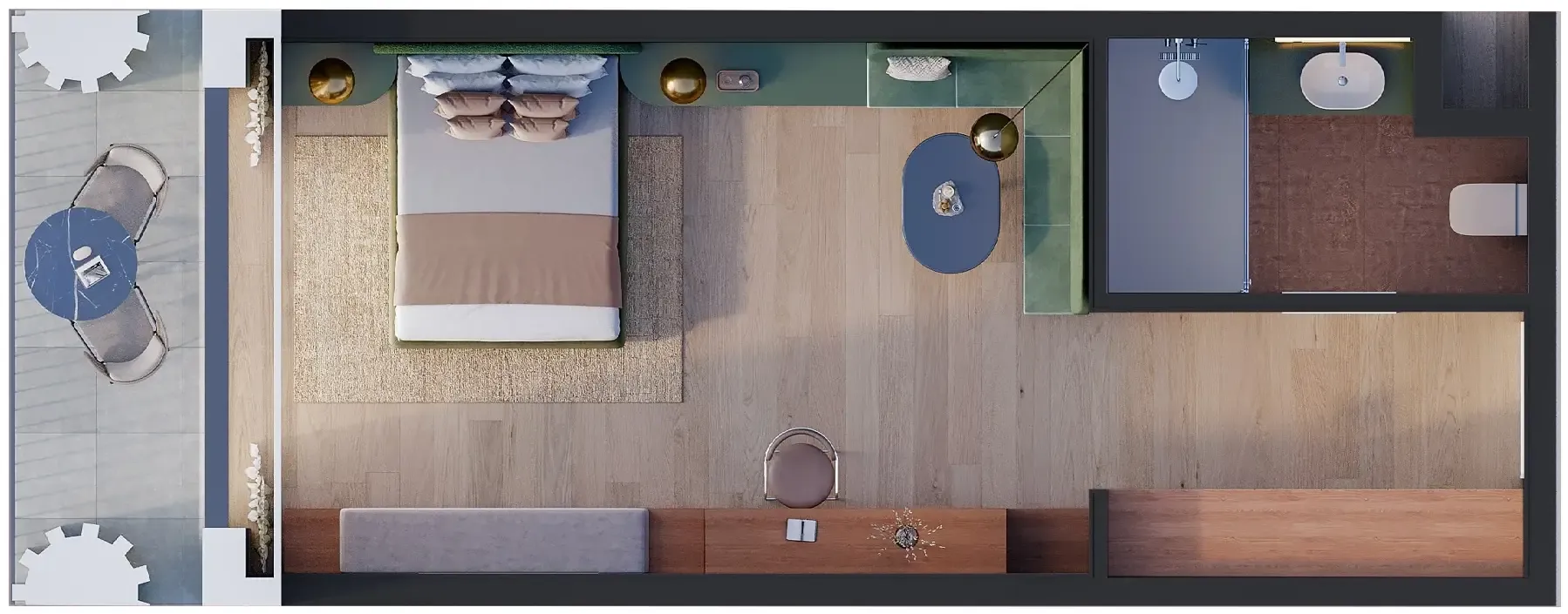 Hygge Hotel Studio floor plan, 535 sqft