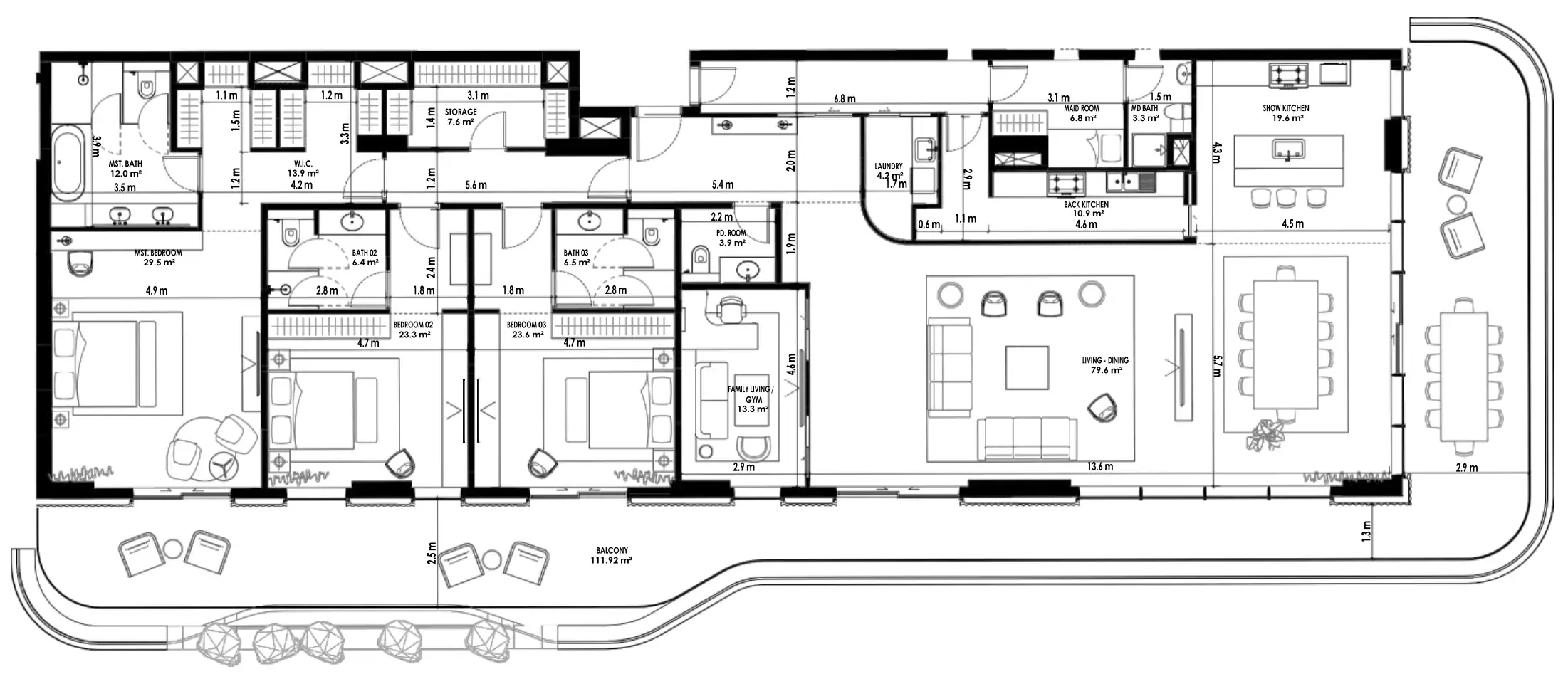 Sha Residence Emirates 3 bed floor plan, 4,463 sqft