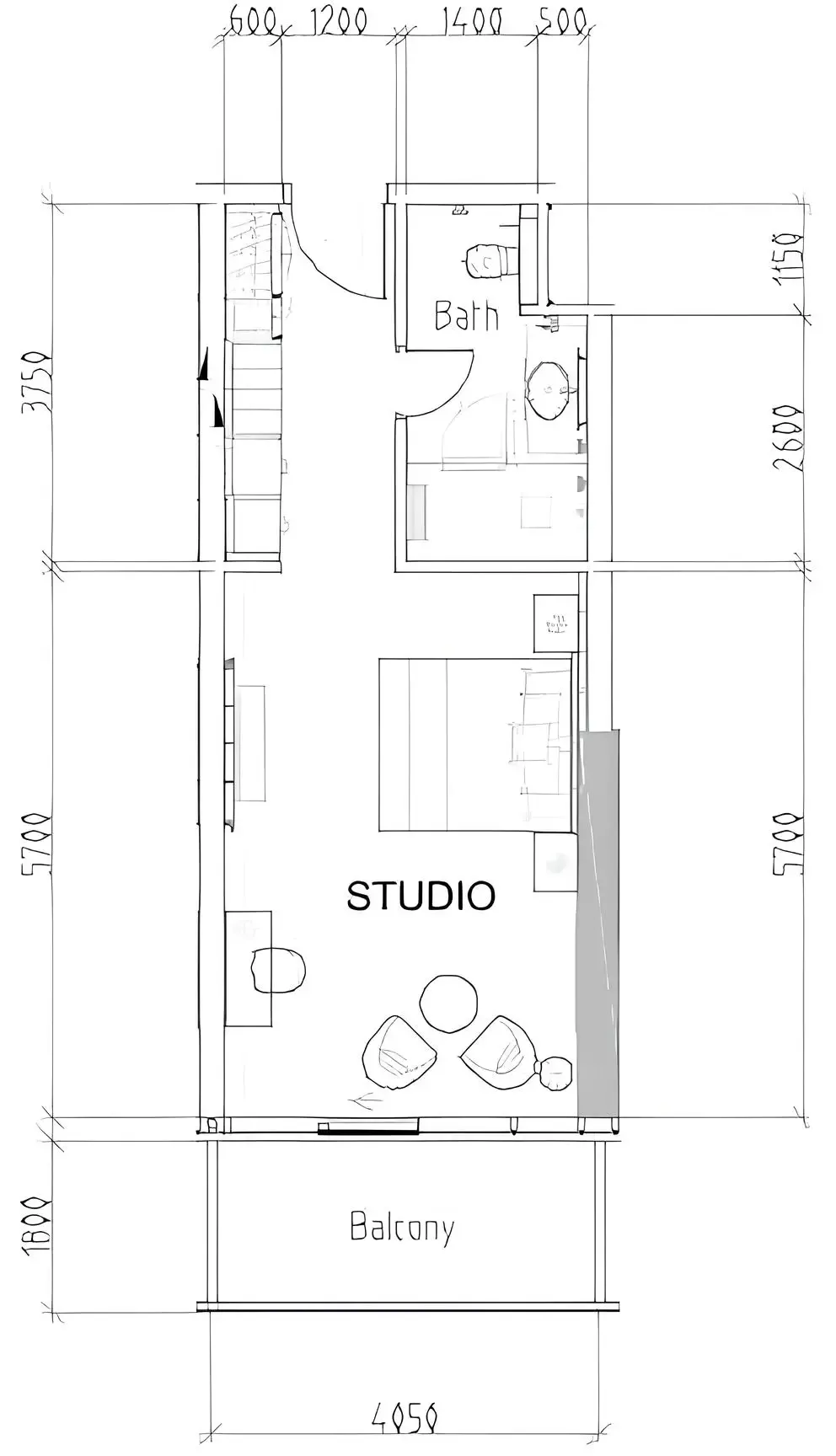 Damac Hills - Artesia Studio floor plan, 500 sqft