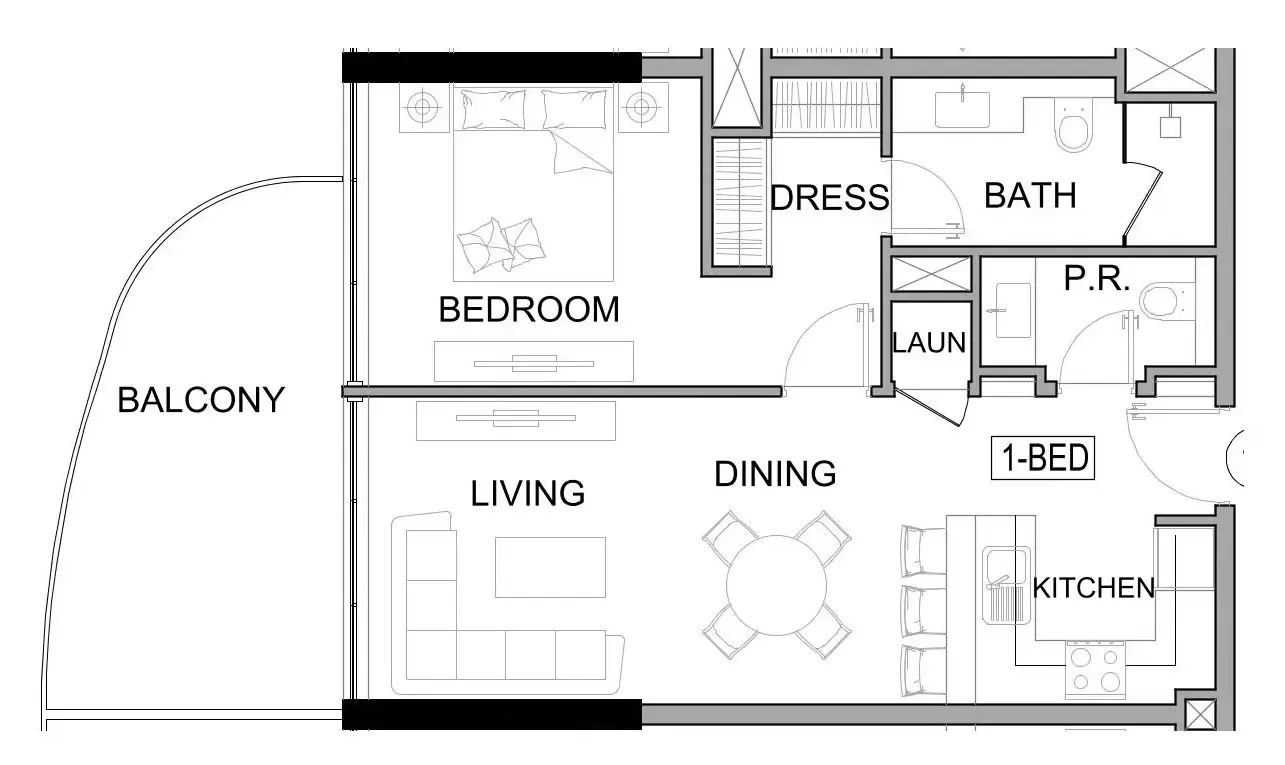 Damac Lagoons Views Phase 3 1 bed floor plan, 732 – 742 sqft
