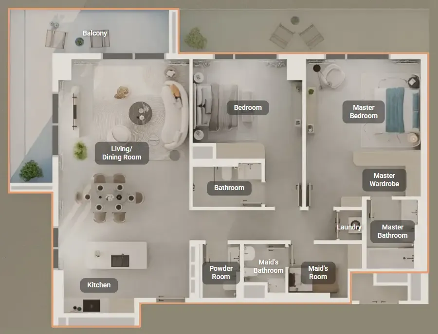 Tara Park 2 bed floor plan, 1,574 sqft