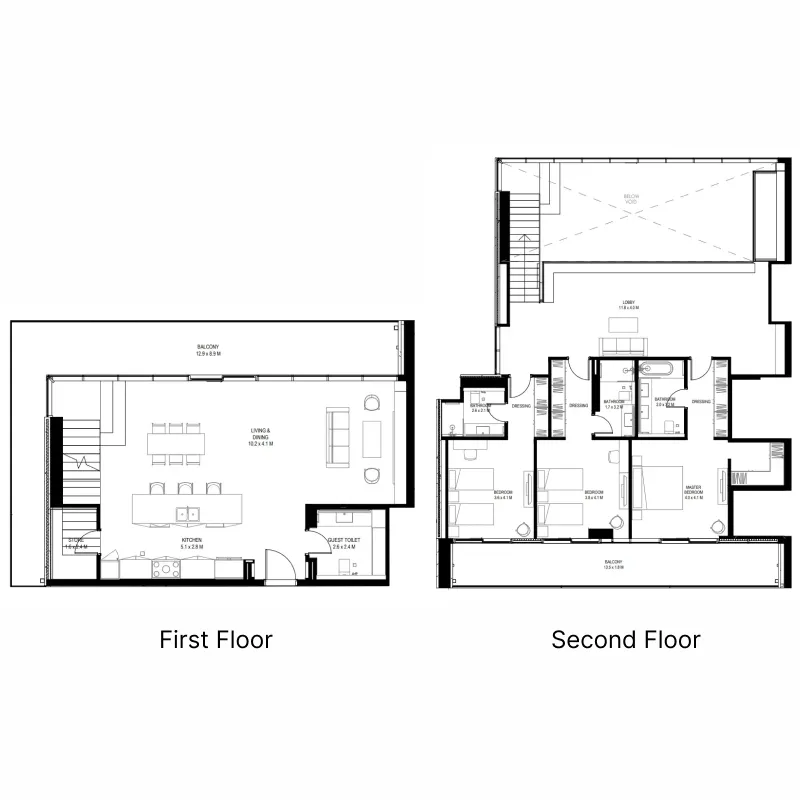 il teatro Residences 1 and 2 3 bed floor plan, 3,671 sqft