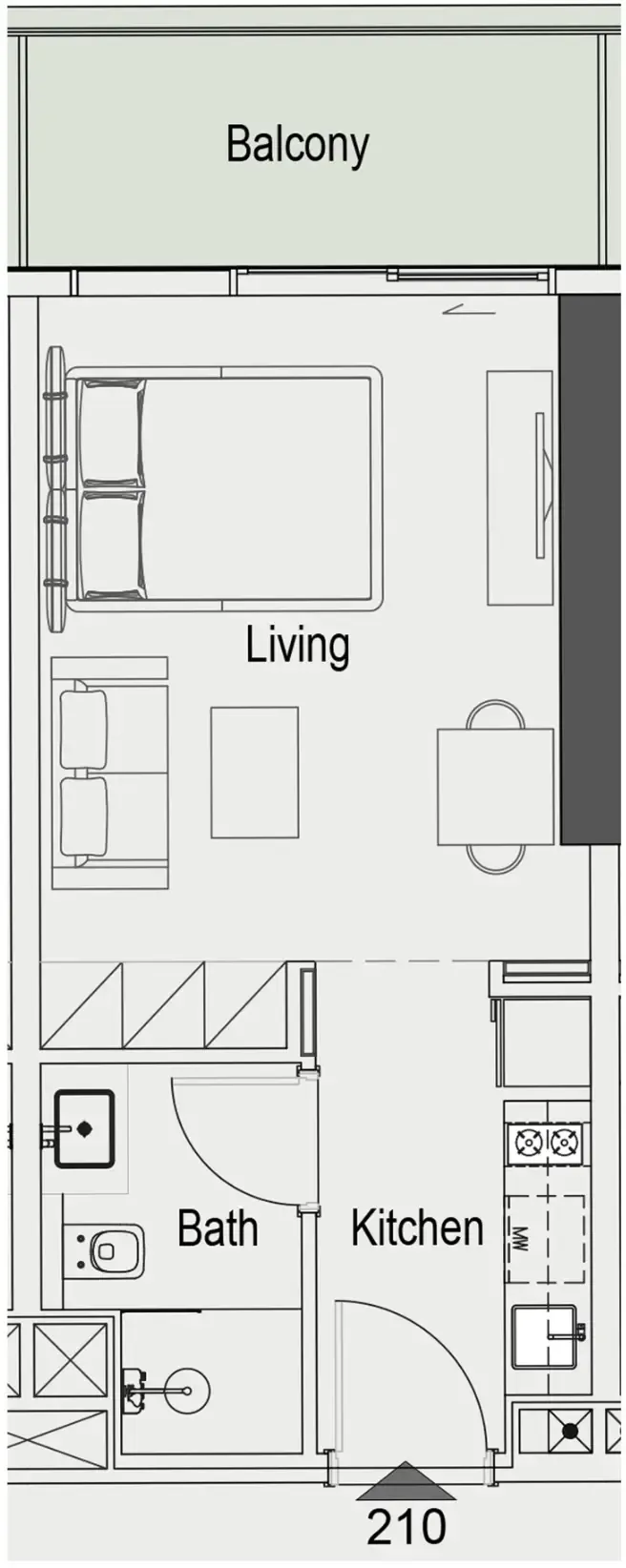 Sierra by Iman Studio floor plan, 417 sqft