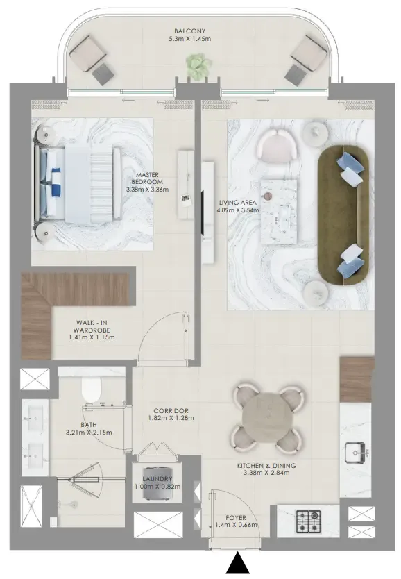 Baystar by Vida 1 bed floor plan, 773 sqft