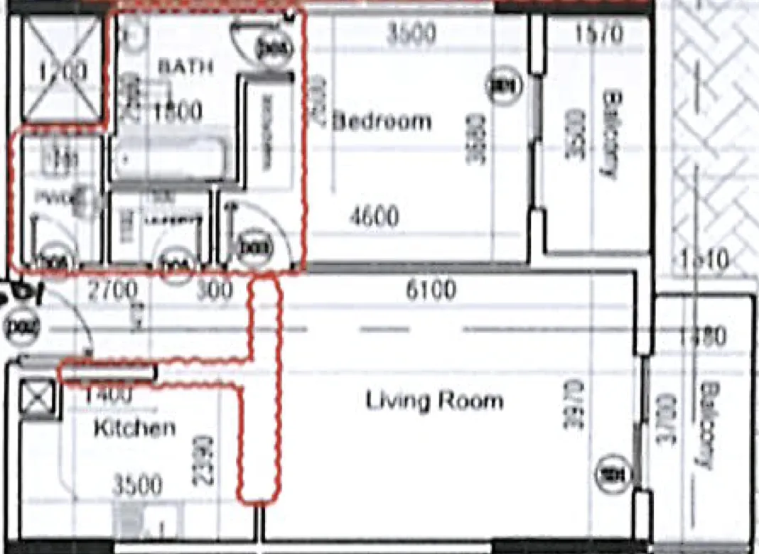 Moonsa Residence 1 bed floor plan, 840 sqft