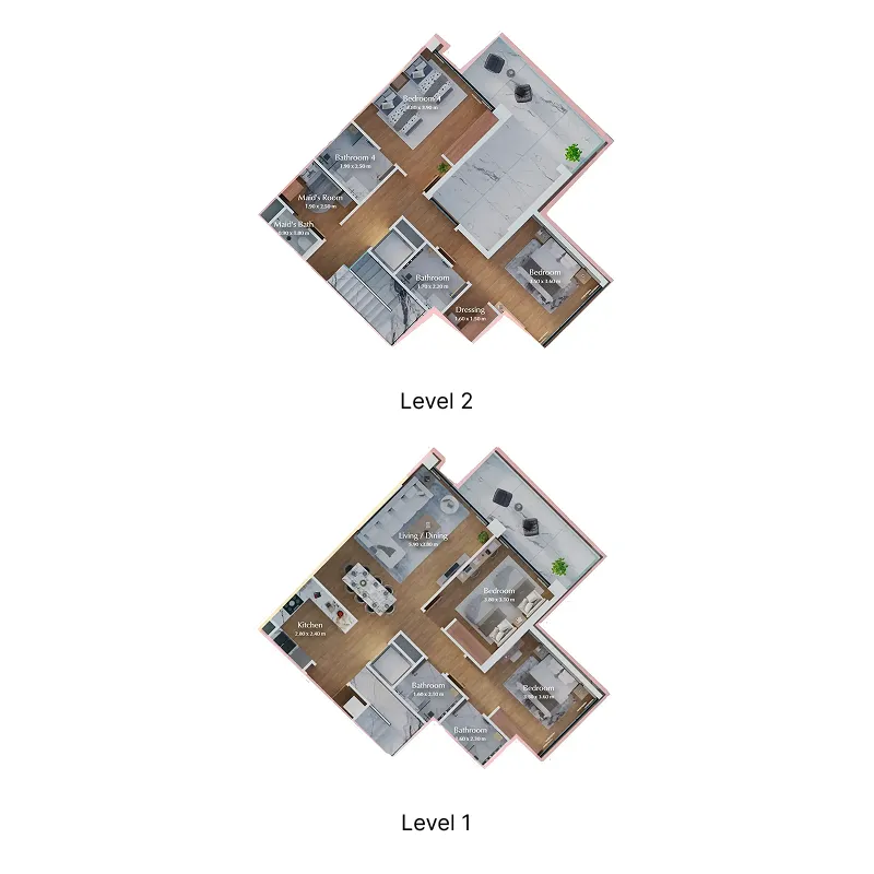 Bab Al Qasr Canal View Residence 22 4 bed floor plan, 1,860 sqft
