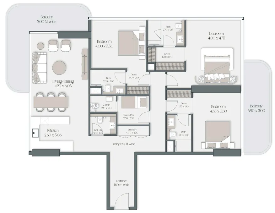 The Caden by Prescott 3 bed floor plan, 2,032 sqft